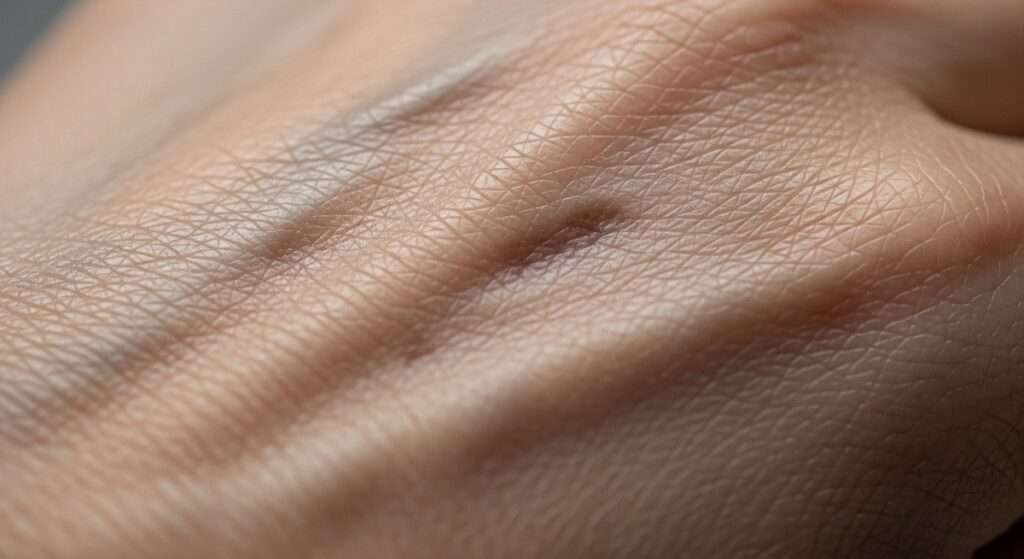 肌の老化で皮膚が陥没