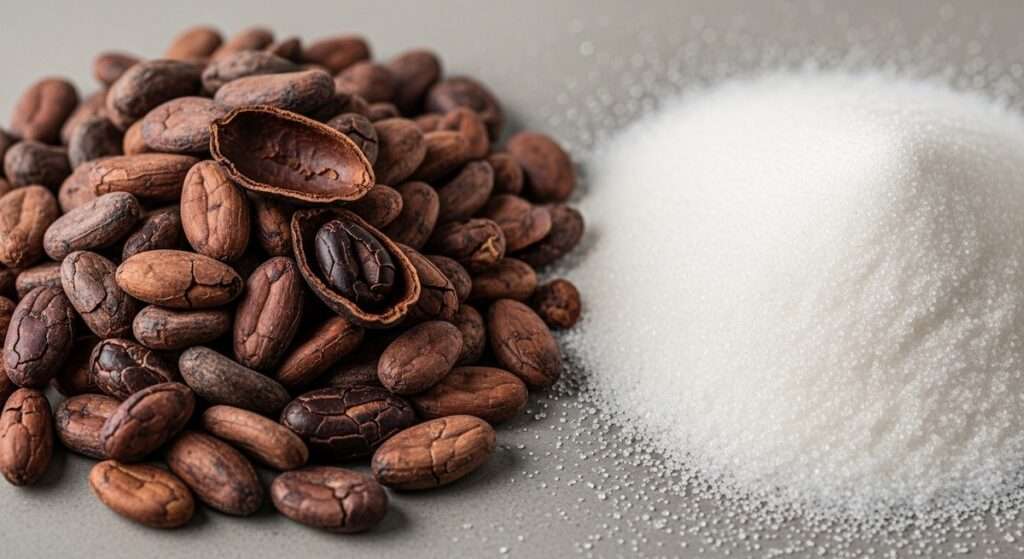 カカオ豆と砂糖