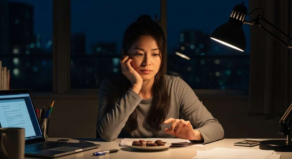 チョコレートを食べるか迷う