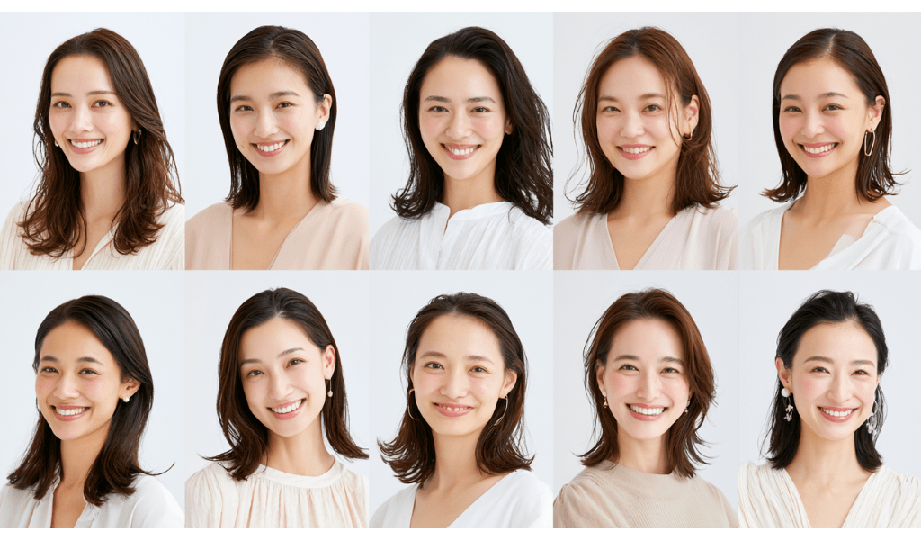 10人の笑顔の女性